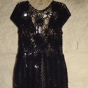 Black Open Knit Sweater Duster Sz. XL